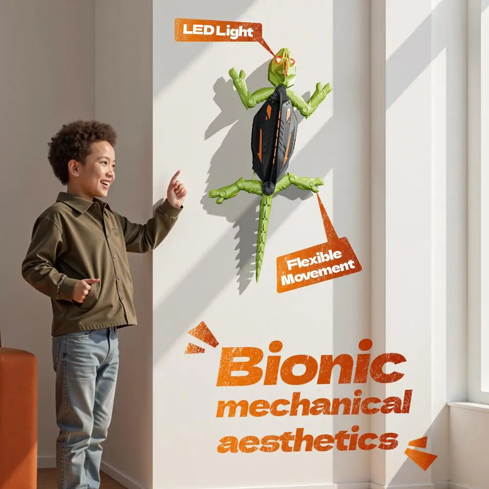 Remote Control Wall Climbing Gecko Robot Toy for Kids, Rechargeable, Christmas Novelty Gift, Anti-Fall Design, Easy to Operate